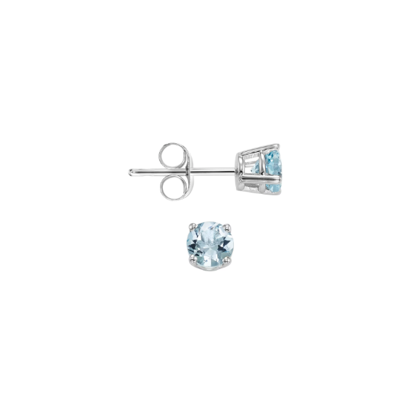 White Gold & Aquamarine Four Prong Studs, 0.50Cttw SVS Fine Jewelry Oceanside, NY