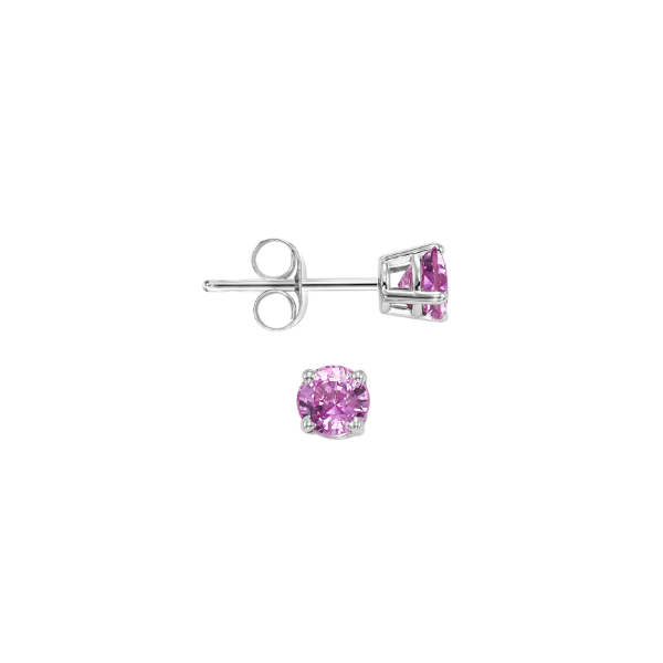 White Gold & Pink Sapphire Four Prong Studs, 0.50Cttw SVS Fine Jewelry Oceanside, NY