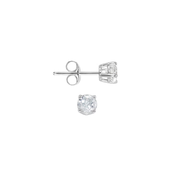 White Gold & White Topaz Four Prong Studs, 0.50Cttw SVS Fine Jewelry Oceanside, NY