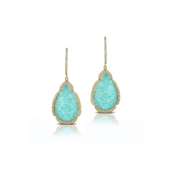 Amanzonite and Diamond Drop Earrings SVS Fine Jewelry Oceanside, NY