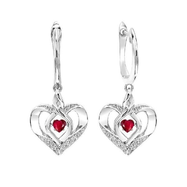 Sterling Silver, Diamond, & Created Ruby Heart Earrings SVS Fine Jewelry Oceanside, NY