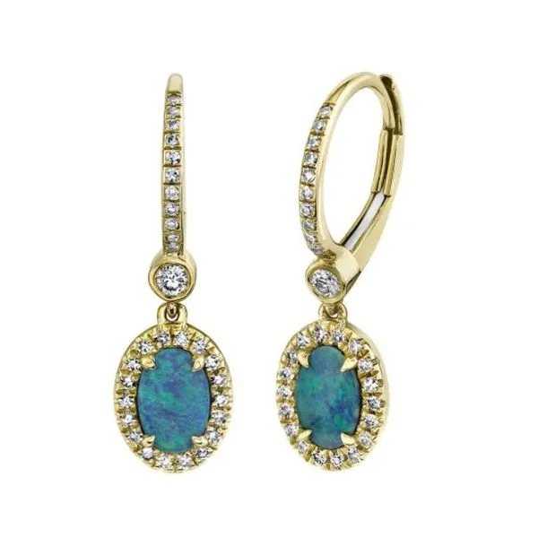 Shy Creation Yellow Gold, Diamond, And Opal Earrings SVS Fine Jewelry Oceanside, NY