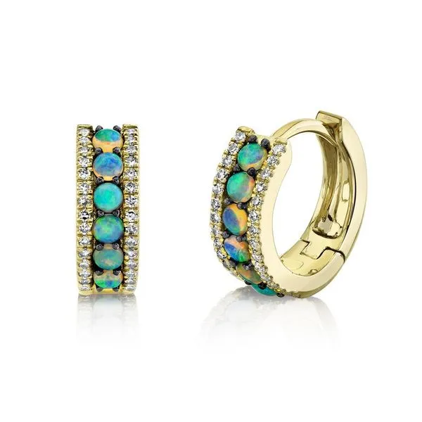 Shy Creation Yellow Gold, Diamond, And Opal Earrings SVS Fine Jewelry Oceanside, NY