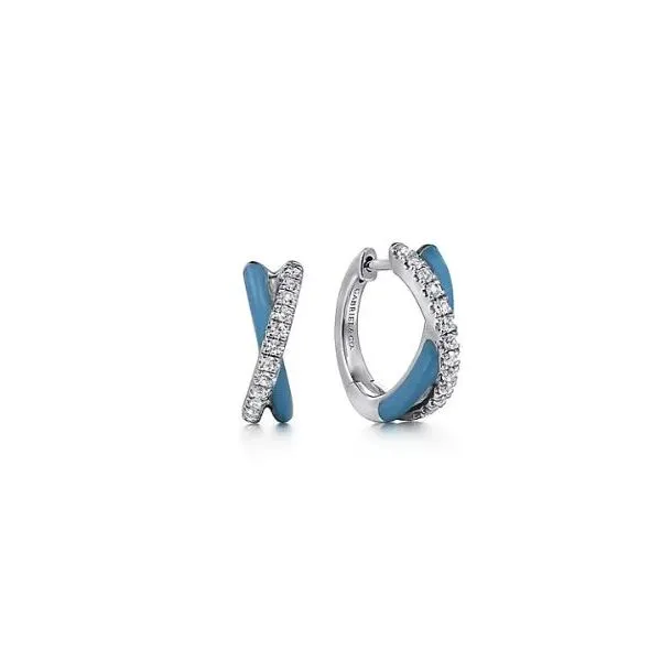 Gabriel & Co. Lusso Color Sterling Silver Huggies SVS Fine Jewelry Oceanside, NY