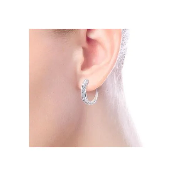 Gabriel & Co. Contemporary Silver & Sapphire Earrings Image 2 SVS Fine Jewelry Oceanside, NY