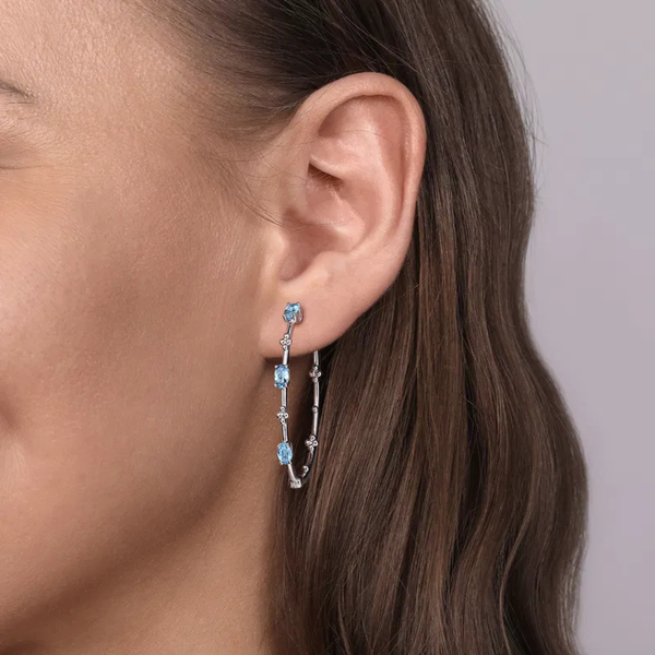Gabriel & Co. Bujukan Silver & Blue Topaz Earrings Image 2 SVS Fine Jewelry Oceanside, NY