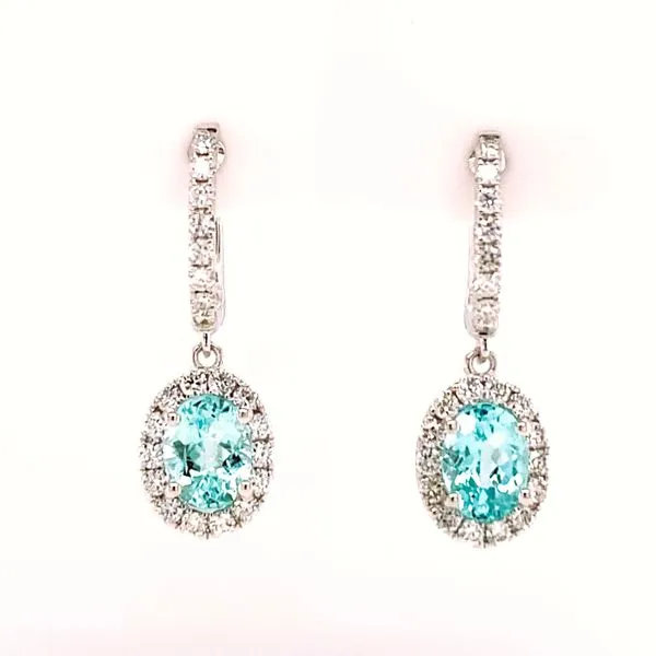 White Gold, Paraiba Tourmaline, And Diamond Earrings SVS Fine Jewelry Oceanside, NY