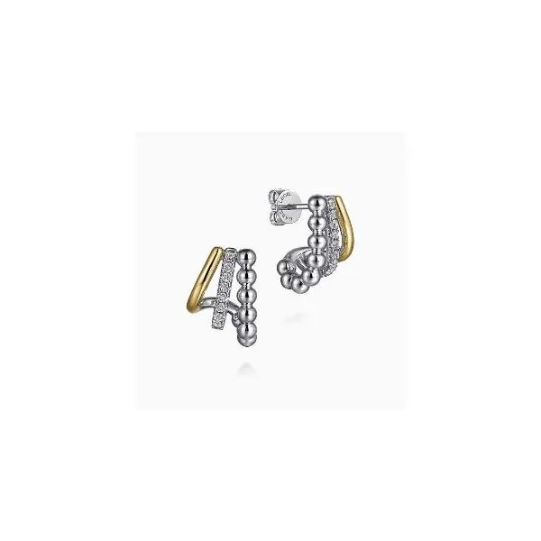 Gabriel & Co. Bujukan Gold, Silver, & White Sapphire Earr...
