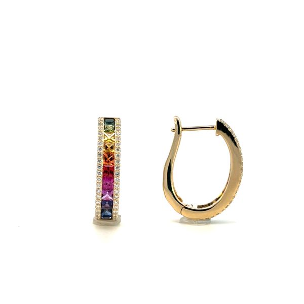 Yellow Gold, Diamond, & Multi-Colored Stones Earrings SVS Fine Jewelry Oceanside, NY