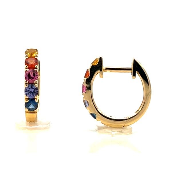 Yellow Gold & Multi-Colored Stones Huggies, 0.54Cttw SVS Fine Jewelry Oceanside, NY