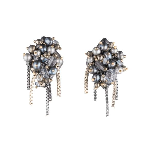 Alexis Bittar Peacock Pearl Cluster Post Earrings SVS Fine Jewelry Oceanside, NY
