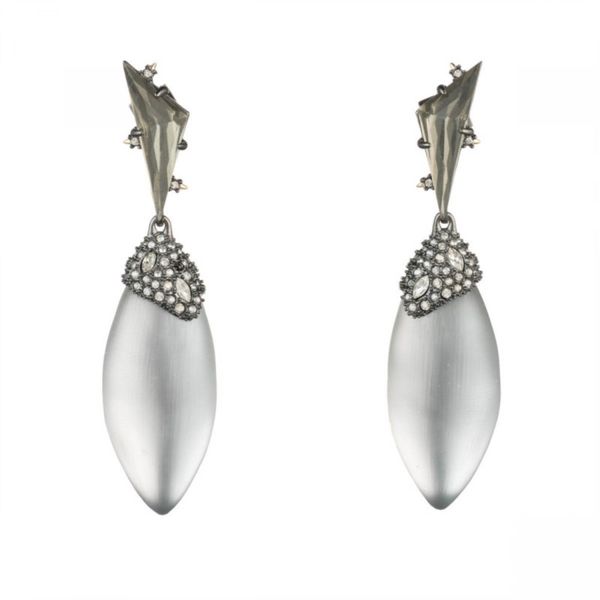 Alexis Bittar Crystal Encrusted Stone Post Drop Earrings SVS Fine Jewelry Oceanside, NY