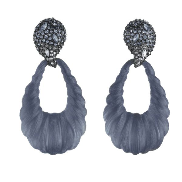 Alexis Bittar Frosted Crystal Encrusted Ombre Paisley Rope Teardrop Post Earrings SVS Fine Jewelry Oceanside, NY