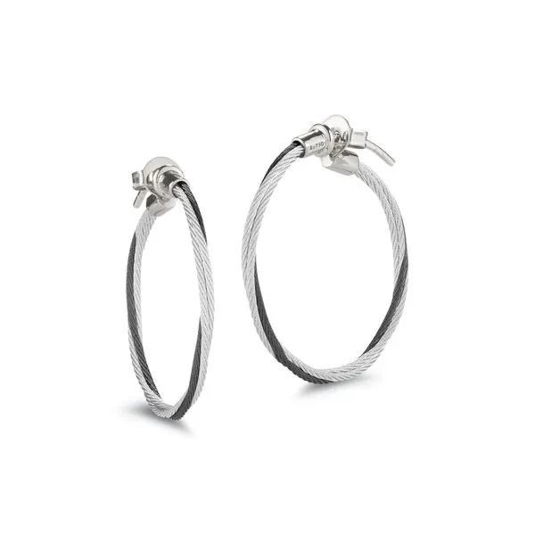 ALOR Classique Grey And Black Cable Earrings SVS Fine Jewelry Oceanside, NY