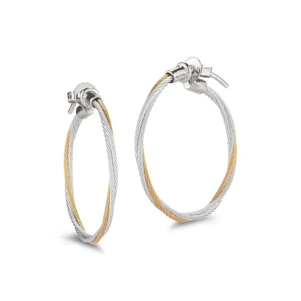 ALOR Classique Grey And Yellow Cable Earrings SVS Fine Jewelry Oceanside, NY