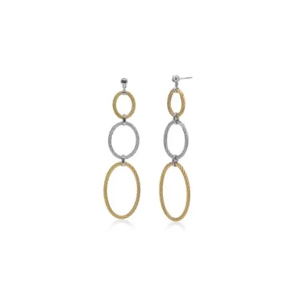 ALOR Grey & Yellow Cable Triple Oval Drop Earrings SVS Fine Jewelry Oceanside, NY