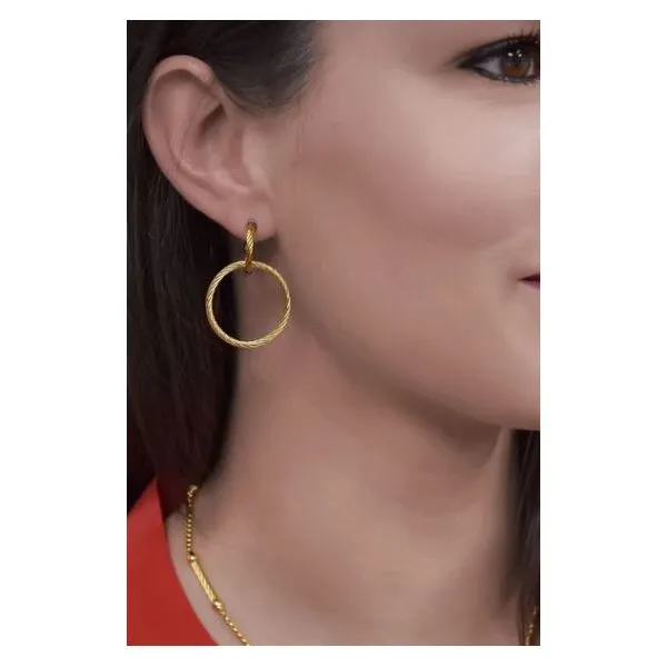 ALOR Grey & Yellow Cable Petite Double Drop Earrings