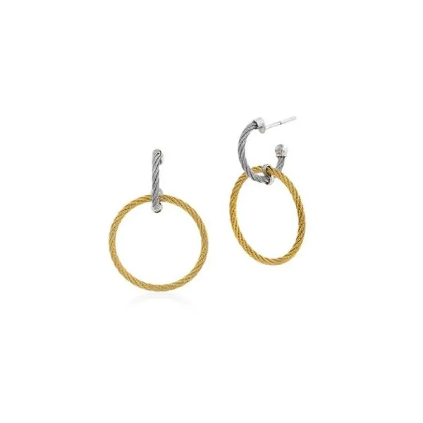 ALOR Grey & Yellow Cable Petite Double Drop Earrings