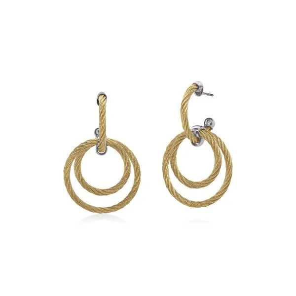 ALOR Yellow Cable Petite Triple Hoop Drop Earrings