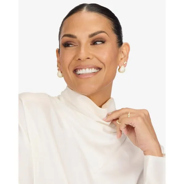 Melinda Maria Norah Gold Pave Earrings Image 2 SVS Fine Jewelry Oceanside, NY