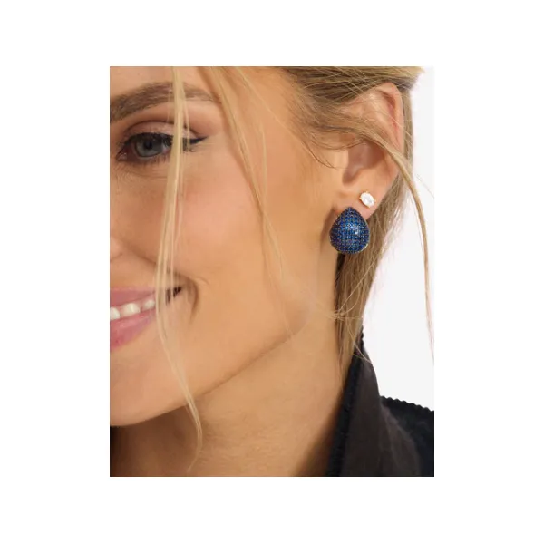 Melinda Maria Norah Gold Pavé Earrings Image 2 SVS Fine Jewelry Oceanside, NY