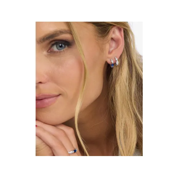 Melinda Maria She's So Extra Silver Huggies Image 2 SVS Fine Jewelry Oceanside, NY