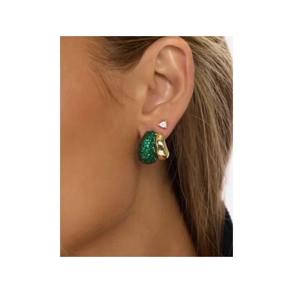 Melinda Maria Norah Loves A Pavé Gold Double Hoop Image 2 SVS Fine Jewelry Oceanside, NY