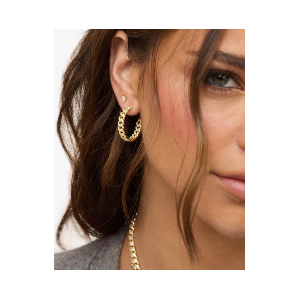 Melinda Maria Pavé Julian Gold Chain Hoops, 1