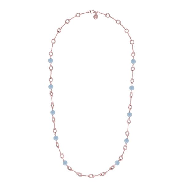 Bronzallure Variegata Twist Link Long Necklace With Gemstone Beads SVS Fine Jewelry Oceanside, NY