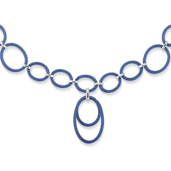 ALOR Blueberry Cable Drop Interlock Necklace, 17.5