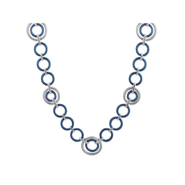 ALOR Blueberry & Grey Cable Interlock Necklace SVS Fine Jewelry Oceanside, NY
