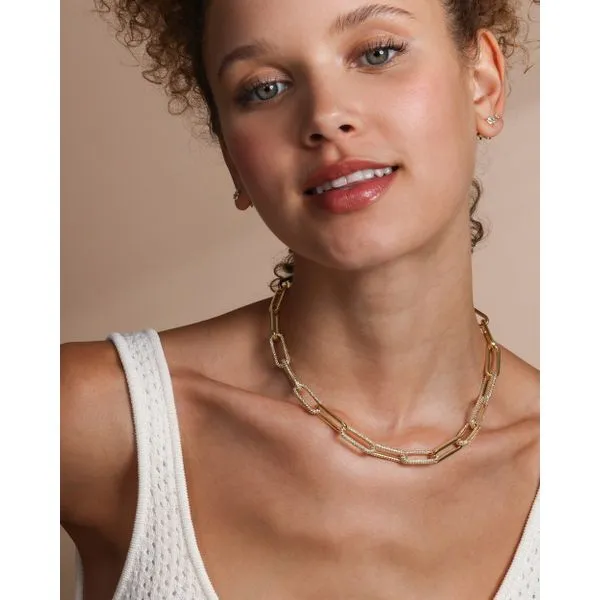 Melinda Maria Carrie Pavé Gold Chain Necklace, 18