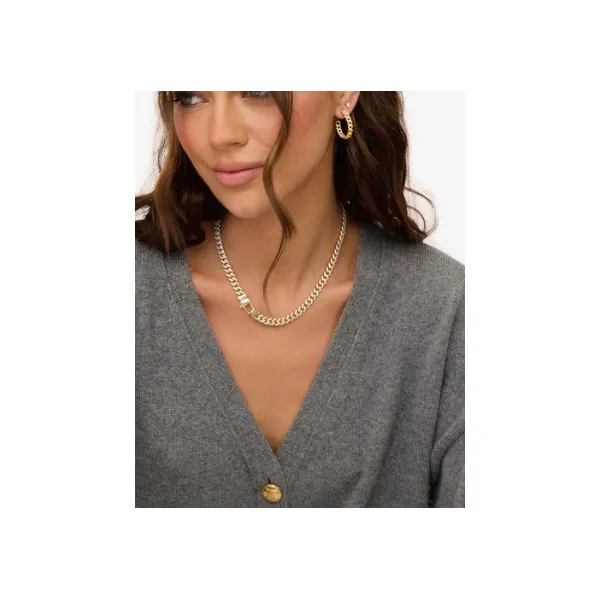 Melinda Maria Pavé Julian Cuban Chain 6.8 mm Gold Necklace, 16