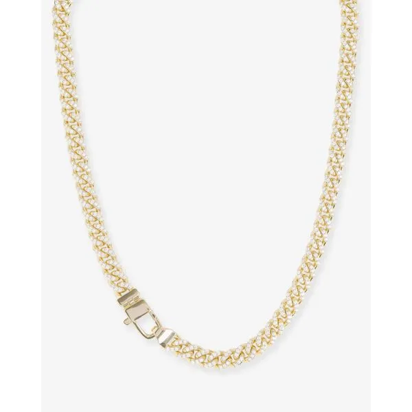 Melinda Maria Pavé Julian Cuban Chain 6.8 mm Gold Necklace, 16