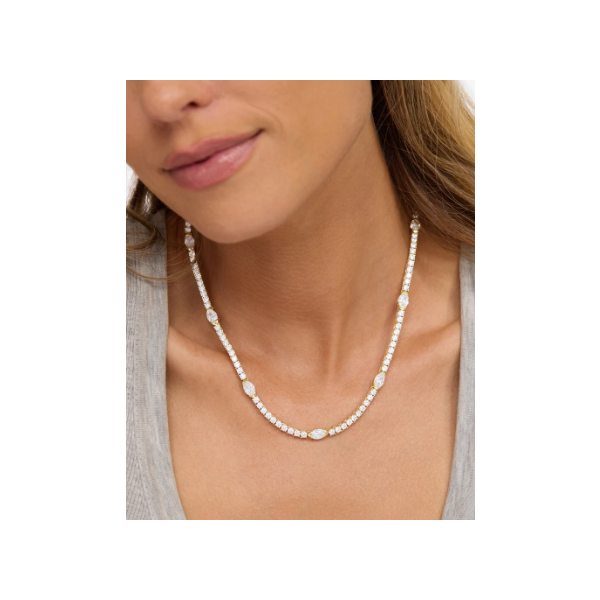 Melinda Maria She's So Extra Gold Tennis Necklace, 16
