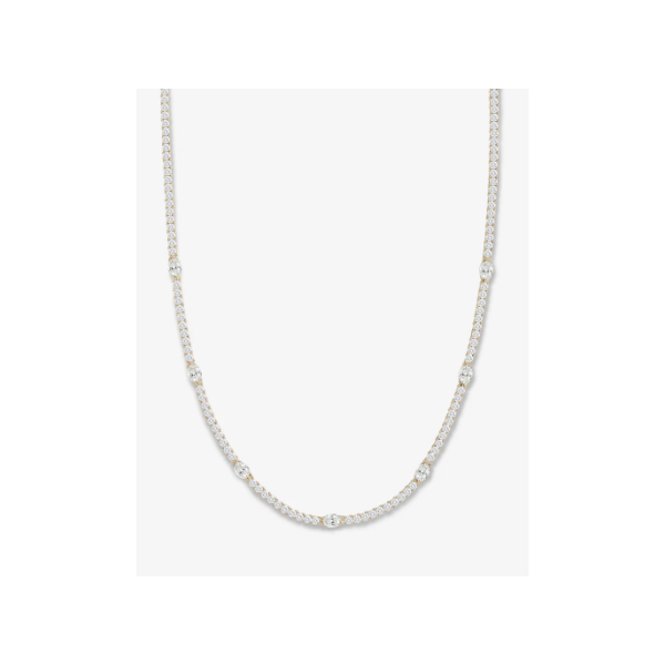 Melinda Maria She's So Extra Gold Tennis Necklace, 16