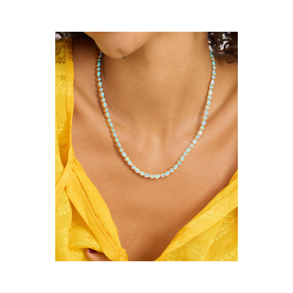 Melinda Maria Isla Gold Tennis Necklace, 18