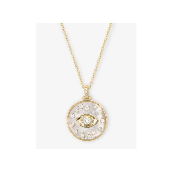 Melinda Maria Evil Eye Gold Medallion Necklace, 21