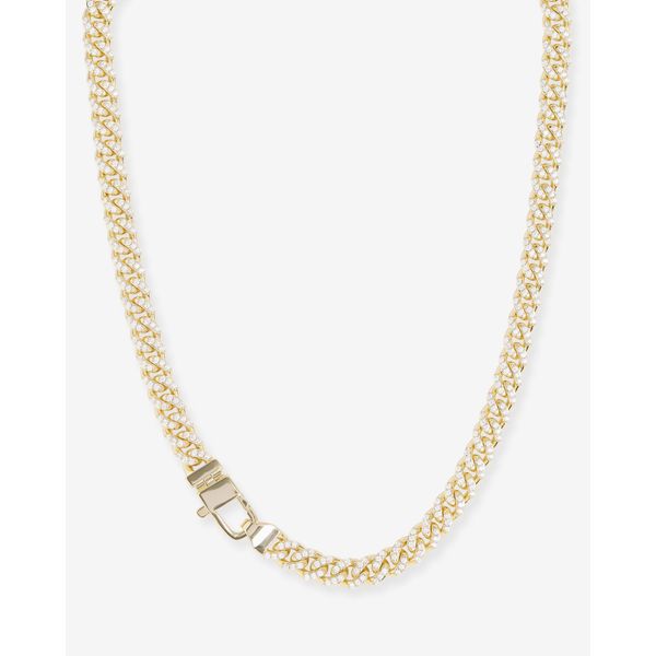 Melinda Maria Pavé Julian Cuban Chain 6.8 mm Gold Necklace SVS Fine Jewelry Oceanside, NY