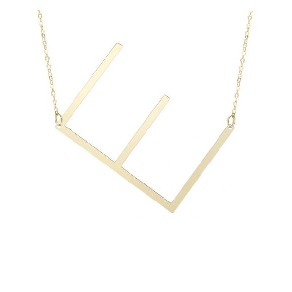 14K Yellow Gold Polished Initial E Necklace SVS Fine Jewelry Oceanside, NY