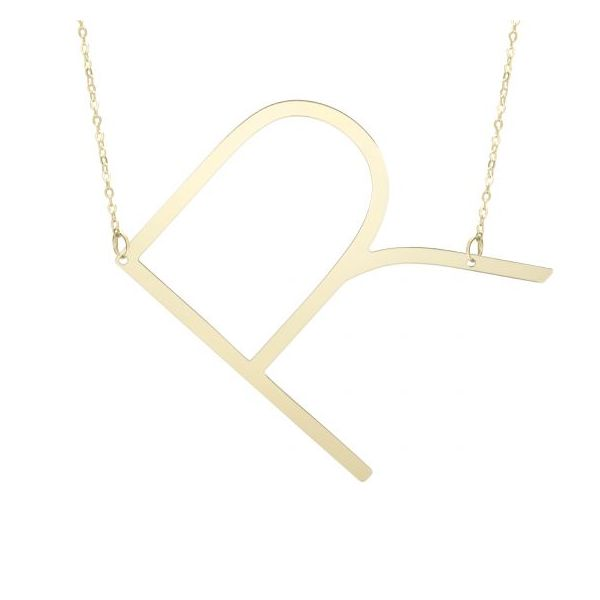 14K Yellow Gold Polished Initial R Necklace SVS Fine Jewelry Oceanside, NY