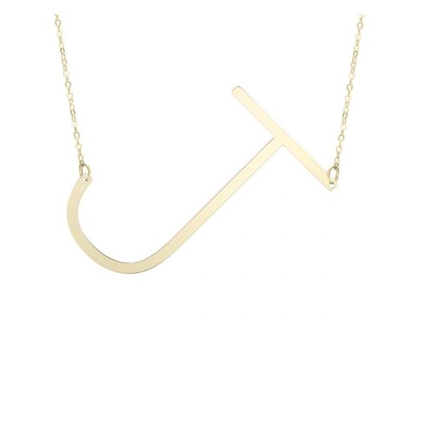 14K Yellow Gold Polished Initial J Necklace SVS Fine Jewelry Oceanside, NY