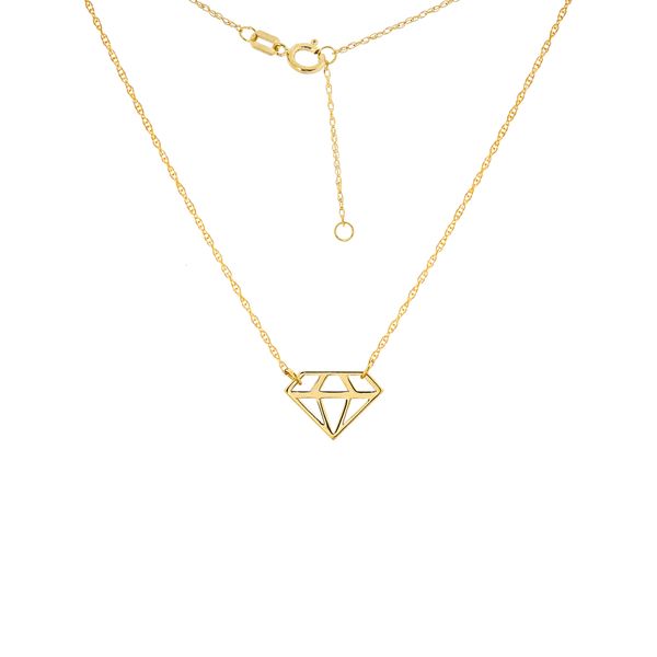 14K Yellow Gold Diamond Cutout Shape Necklace SVS Fine Jewelry Oceanside, NY