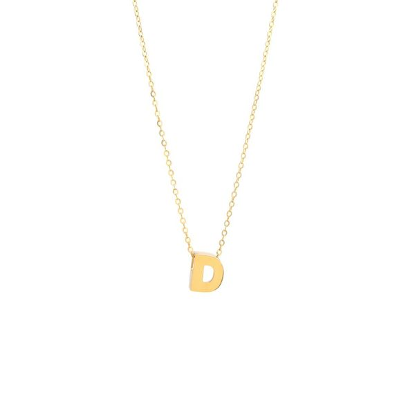 14K Yellow Gold Initial D Necklace, 18