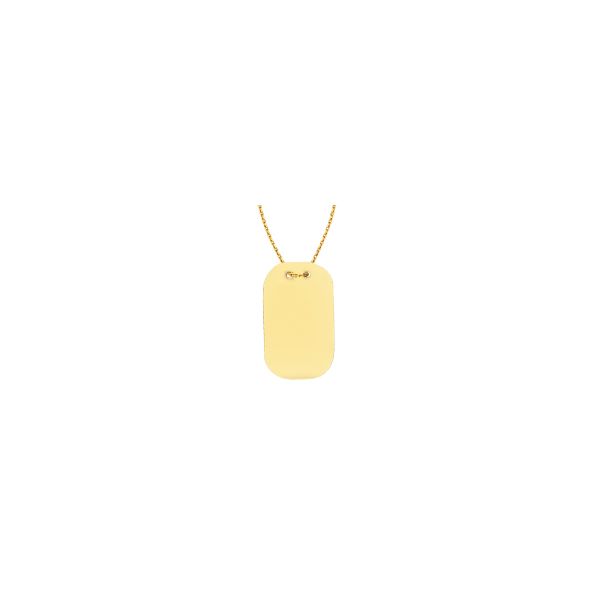 14K Yellow Gold Engravable Dog Tag Plate Necklace SVS Fine Jewelry Oceanside, NY