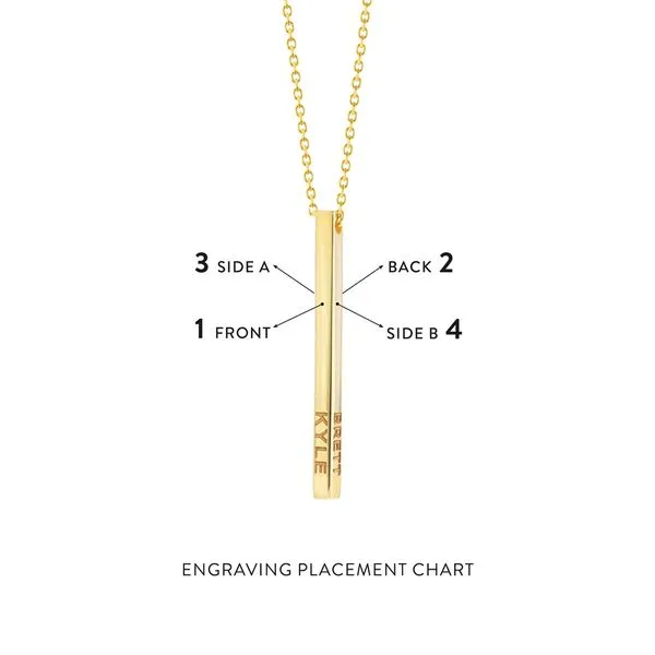 Yellow Gold Engravable Square Stick Necklace Image 3 SVS Fine Jewelry Oceanside, NY