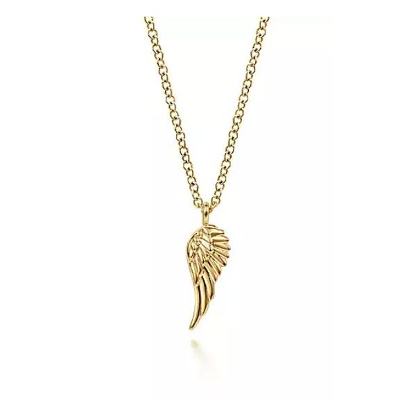 Gabriel & Co. Contemporary Yellow Gold Wing Necklace SVS Fine Jewelry Oceanside, NY