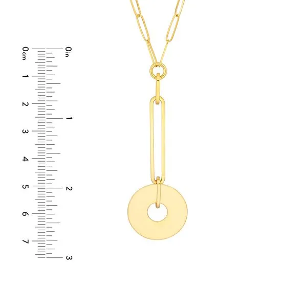 Yellow Gold Paper Clip Chain Y Necklace Image 3 SVS Fine Jewelry Oceanside, NY