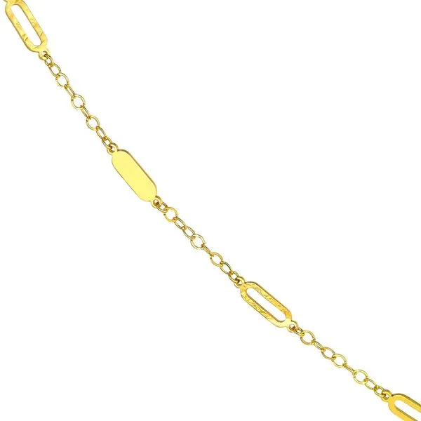 Yellow Gold Mixed Oval Station Curb Chain Necklace Image 2 SVS Fine Jewelry Oceanside, NY