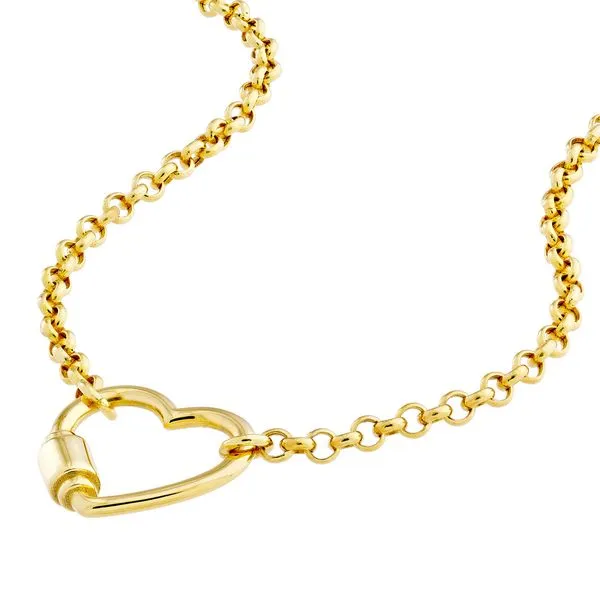 Yellow Gold Heart On Rolo Chain Necklace Image 3 SVS Fine Jewelry Oceanside, NY